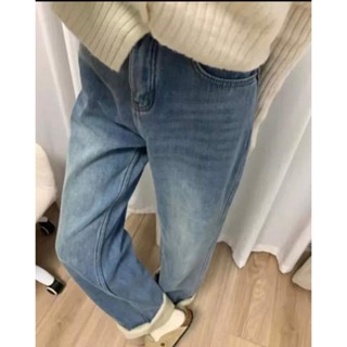 高腰直筒牛仔褲 【加絨加厚 保暖 牛仔褲】