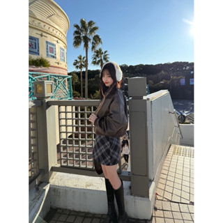 日本GRL超值折扣人氣推薦咖啡色合成皮拉鍊夾克外套