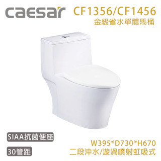 凱撒衛浴 caesar二段式省水單體馬桶CF1356/CF1456 抗菌便座 限高雄配送『高雄永興照明』