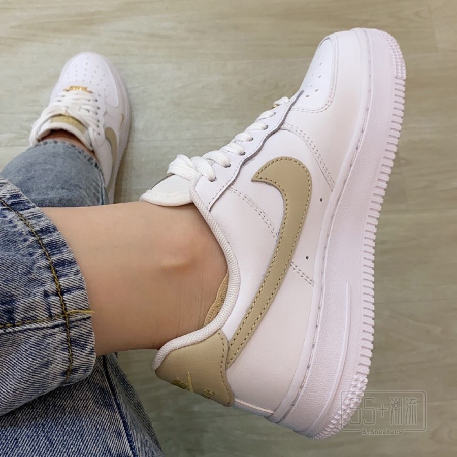 Nike Air Force 1 AF1 白 白色 白金 奶茶 奶茶色 小金勾 雙勾 女鞋 休閒鞋 CZ0270-105