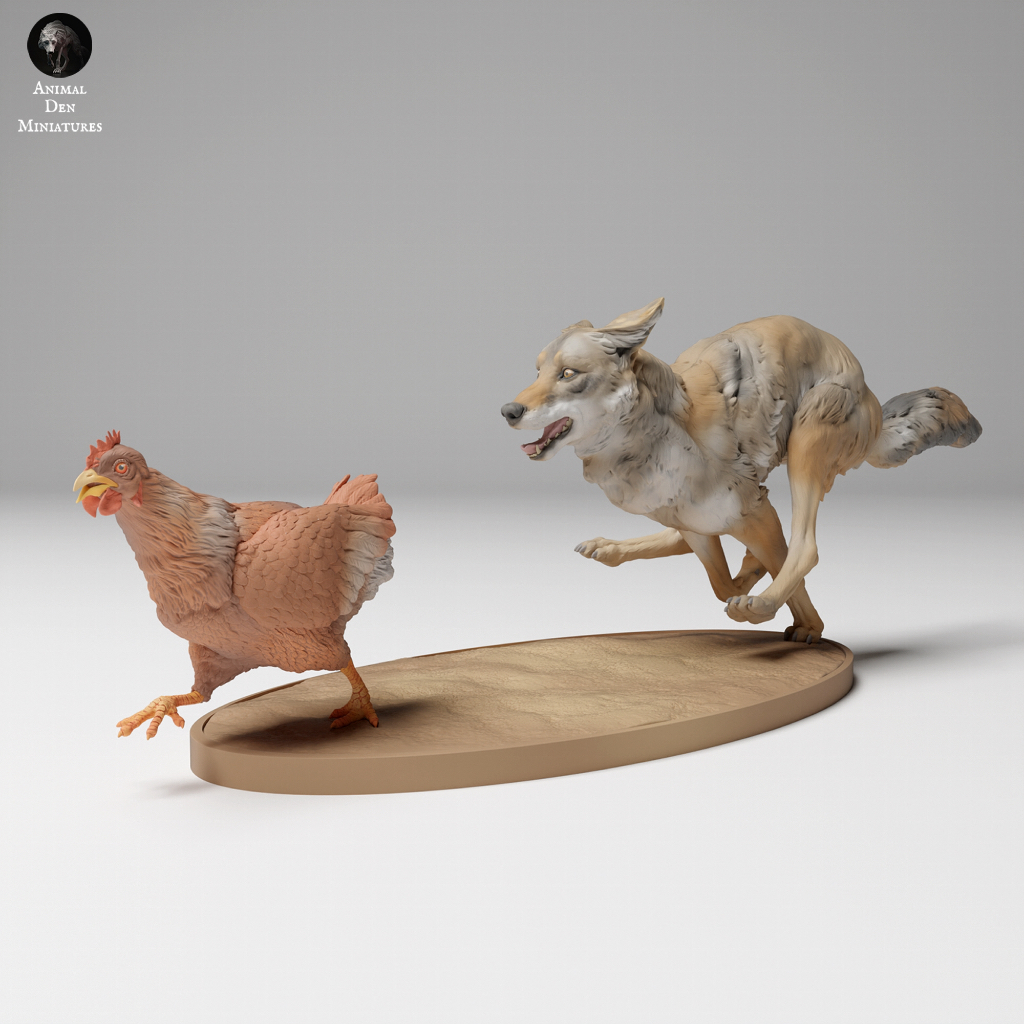Tazo工坊[AD] 郊狼狩獵雞 Coyote Hunting Chicken 3D列印模型UW2