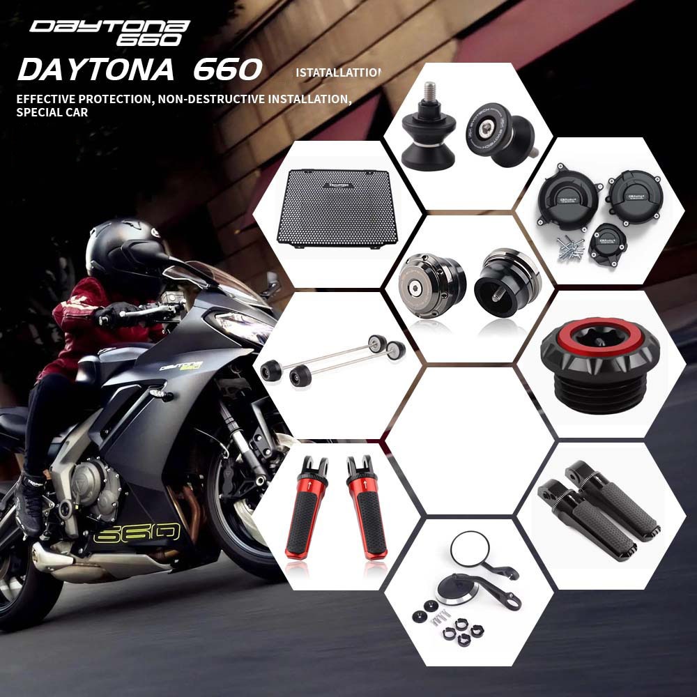 daytona 660車身防摔球 適用於 凱旋 daytona 660改裝左堵頭 daytona660  daytona