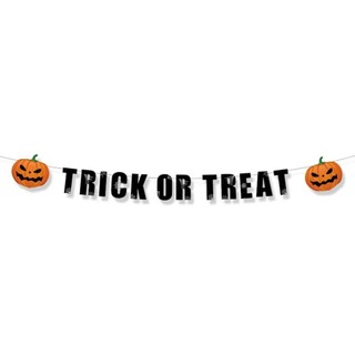 派對城 現貨【英文字串1入-TRICK OR TREAT】 歐美派對 造型旗串 三角旗 萬聖節 萬聖佈置 派對用品