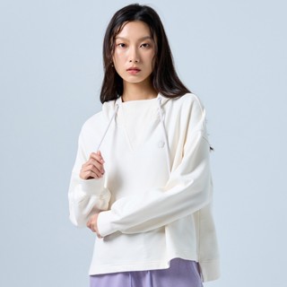 【ERSS】女裝 長袖 t恤 長袖上衣 連帽T 帽t 百搭款 花花 米白色【K60301】