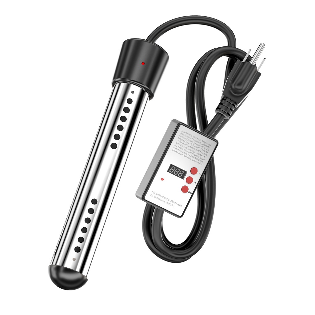 【附溫度計+保護套】🔥定時開關 自動斷電🔥110V電熱棒 熱水器 不鏽鋼電熱棒 熱得快 浴缸浴桶熱水棒 加溫棒 燒水棒