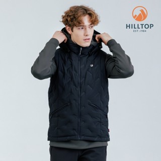 【Hilltop山頂鳥】無縫超潑水石墨烯保暖蓄熱羽絨外背心 男款 黑｜PF25XMG6ECA0