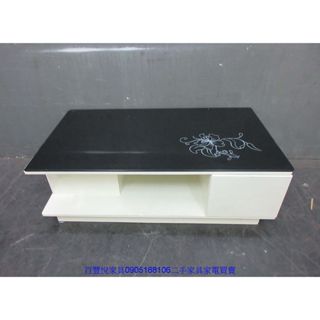 新竹二手傢俱◎百豐悅2手傢俱-二手茶几 白底黑麵120公分兩抽鋼琴烤漆沙發桌 茶几桌 客廳桌 桃園2手傢俱 竹南二手傢俱