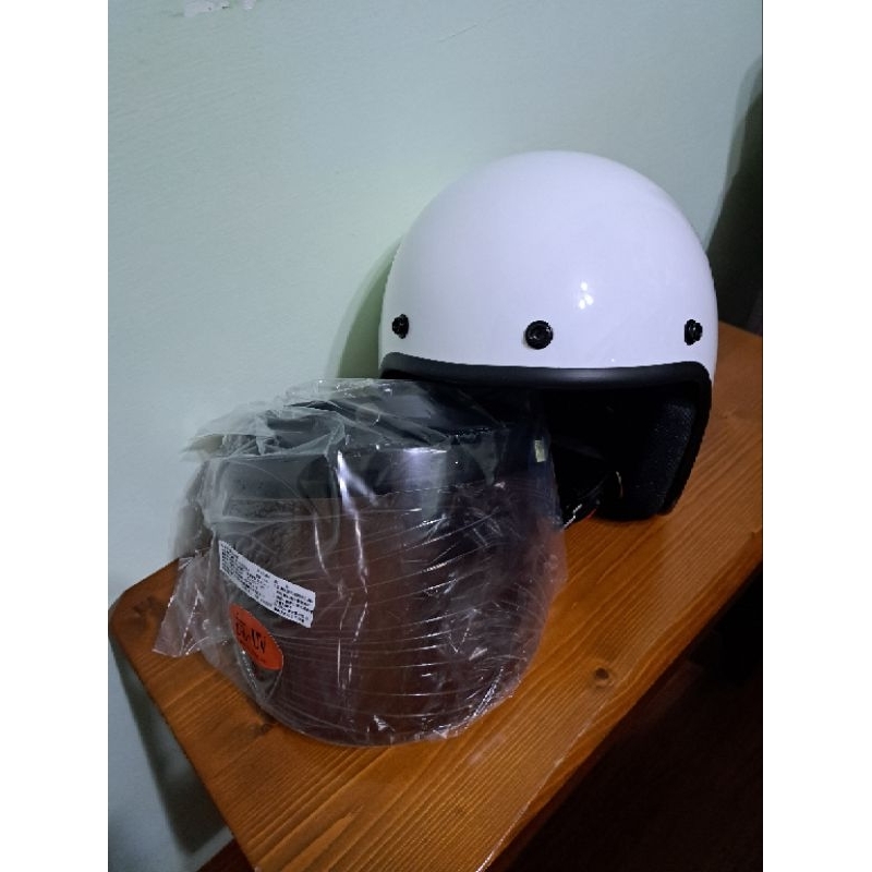 (全新)白色安全帽+鏡片 尺寸57-60cm