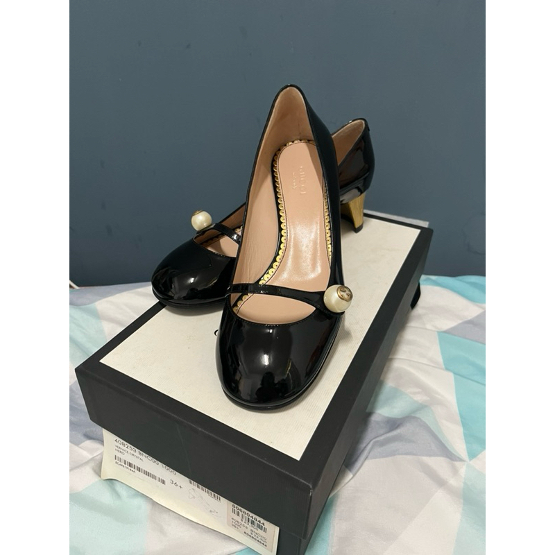 GUCCI coliac珍珠馬莉珍鞋size:36