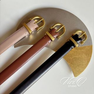 現貨🌸VIVI.Q🌸復古金馬蹄扣皮帶 真皮皮帶 細皮帶 皮帶女 女生皮帶 皮帶 牛皮皮帶 細腰帶 腰帶 女生穿搭配件