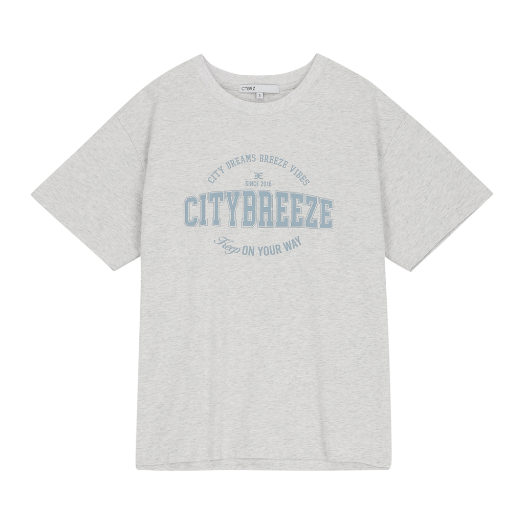 【CITYBREEZE】簡約文字印花短袖上衣 (男女同款_情侶穿搭_2色可選_米白色/粉紅色)