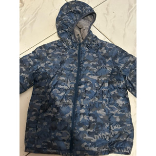 UNIQLO 藍色灰色迷彩羽絨外套 140