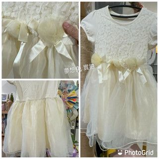 ❤夢想兔❤二手 花童 米色 禮服 公主服 花童 畢業服 小小伴娘 紗裙 呎碼13