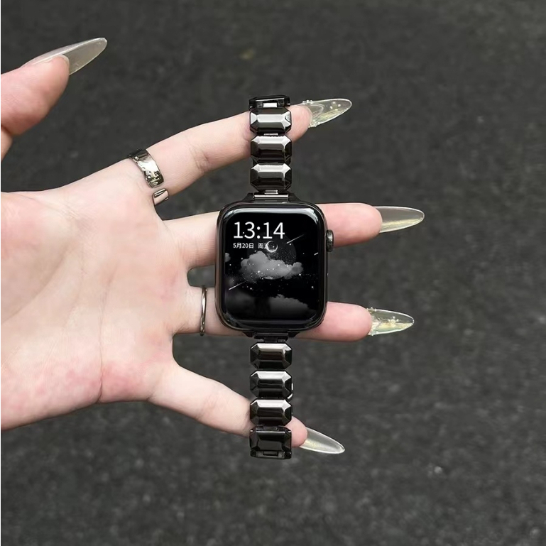 高級感小方糖金屬錶帶 重量感手鏈錶帶 AppleWatch 錶帶 S9-1代 SE 蘋果錶帶 iwatch錶帶 45mm