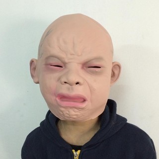 【逼真爆青筋哭臉】哭臉面具 嬰兒面具 整人頭套 哭泣娃娃面具 微笑哭泣嬰兒 萬聖節面具 搞笑表演 活動派對道具
