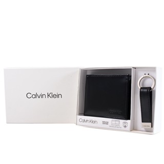 Calvin Klein 滑面皮革證件短夾/鑰匙圈禮盒-黑色 【美國正品現貨】