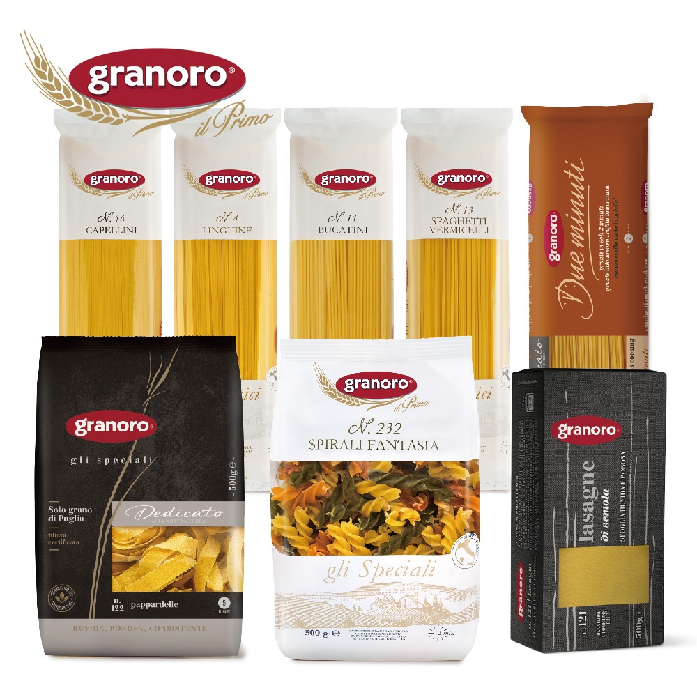 【Granoro】造型義大利麵 500g(直麵/細扁麵/直條通心/天使髮絲/筆尖麵/螺旋麵/蝴蝶麵) ｜廣紘直營