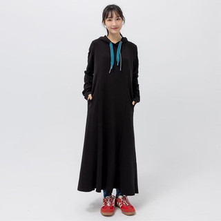 a la sha【全新、黑S】魚尾造型剪接連帽洋裝👗