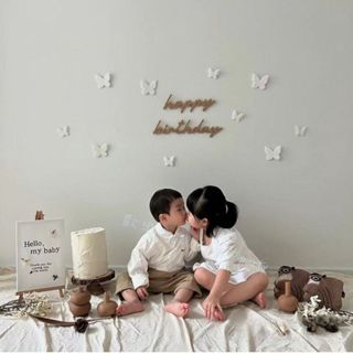 【歡樂打鐵】不織布蝴蝶生日套裝 happy birthday 蝴蝶生日背景裝飾 ins風韓系森林系文青風慶生周歲佈置