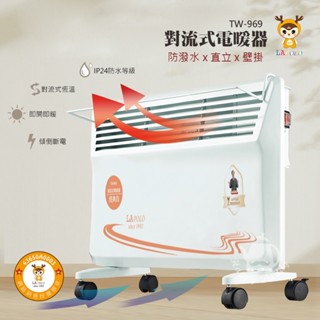 【LAPOLO】防潑水 直立壁掛兩用 對流式電暖器 TW-969 家用電暖氣 浴室用電暖器 保暖 防塵