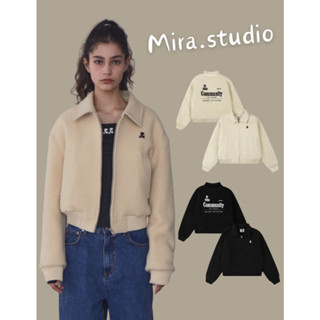 Mira.studio✭韓國代購 Rest And Recreation 翻領 印花 拉鍊 羊羔毛 外套 夾棉 夾克