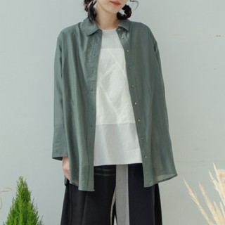 【MOSS CLUB】微光輕盈-女長袖襯衫 輕盈 白 綠(二色/版型適中)