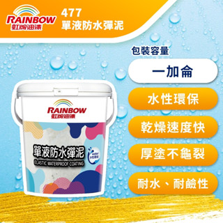 ★ 漆九一 ★ 虹牌 477 單液 防水彈泥 一加侖 水性 樹脂搭配無機填料 專用中塗