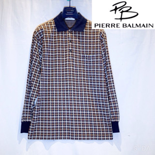 便宜到很蝦👍全新PIERRE BALMAIN撞色細格紋長袖POLO衫 100%純棉 GOLF 辦公🎀🎀卡其褲 牛仔褲