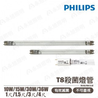 🚛〖飛利浦+中東簡易型燈具〗1尺 1.5尺 2尺 3尺 4尺 TUV 殺菌燈管 紫外線燈管 +燈具 T8 UV-C