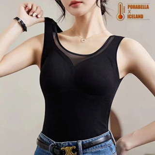 <Porabella現貨>保暖背心 透膚背心 罩杯式背心 免穿內衣 發熱背心 保暖內搭 內搭 打底衣 冬天必備