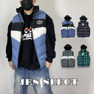 【JES】 高磅 可拆帽 內鋪棉 機能 雙面穿 兩面穿 拼接 撞色 鋪棉 輕盈 親膚 透氣 保暖 馬甲 鋪棉背心 背心