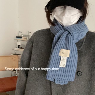 FUXI 韓國圍巾女 短版圍巾 糖果色圍巾 素色圍巾 圍脖 毛線圍巾 針織圍巾 時尚秋冬配飾