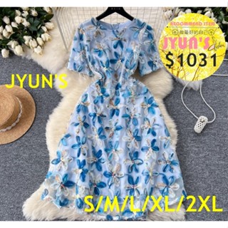 JYUN'S 秋季新款法式高階感小洋裝女重工亮片立體花朵顯瘦氣質高階短袖a字連身裙短袖洋裝大尺碼1色S~2XL預購