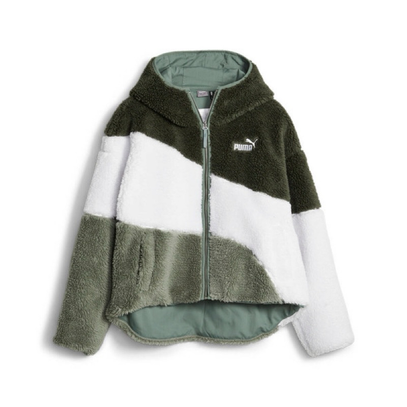 「宥yoの小賣場」 ❤️ PUMA 基本系列Cat羔羊毛連帽外套 休閒 女 綠白 67537031