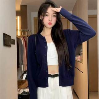 愛依依 長袖上衣 短外套 針織外套 毛衣 打底衫 新款美式復古小個子上衣軟糯針織開衫TBF07-10792.
