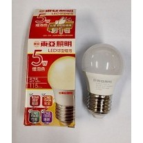 【東亞照明】LED 5W球型燈泡 球泡燈 燈泡色 E27燈頭