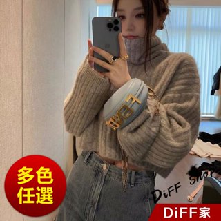 【DIFF】韓版氣質高領顯瘦短版針織上衣 毛衣 長袖上衣 女裝 衣服 長袖t恤 保暖上衣 冬天女裝 高領內搭【W583】