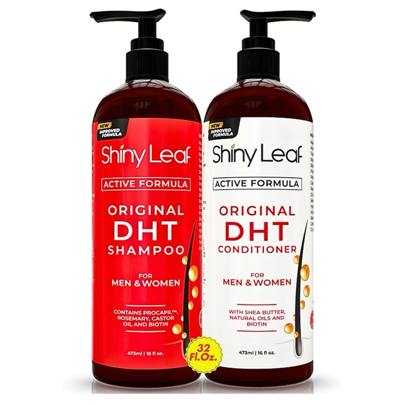 美國 Shiny Leaf DHT 阻斷劑洗髮精和護髮素 473ml 植物萃取物 防脫髮保養