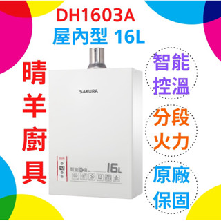 櫻花熱水器 DH1603A 強制排氣16L熱水器 強制排氣16公升熱水器 櫻花熱水器 DH1605 DH1603 櫻花牌