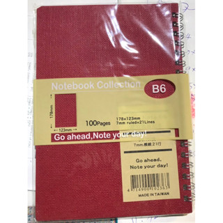 雙線圈筆記本B6/7mm橫紋21行Color Note 100page臺灣製造。全新品