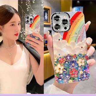 ins 日韓風 油畫彩虹 花朵 防摔殼 手機殼 iphone11 12 13 14 15 16 Pro max 保護殼