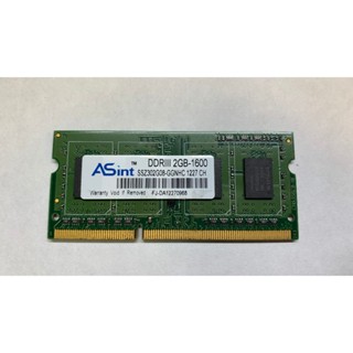 筆電記憶體 昱聯 ASint DDR3 1600 2GB SSZ302G08-GGNHC