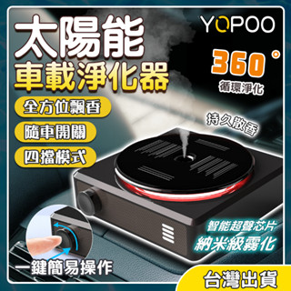 無線車用空氣清淨機 帶RGB氛圍燈 車載香薰機二合一 淨化空氣除甲醛祛異味 車用香薰機 太陽能臭氧負離子光能空氣淨化器
