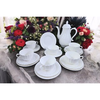 【Sunshine Antiques】Royal Worcester - 純白 英國骨瓷下午茶杯組咖啡壺 F.26