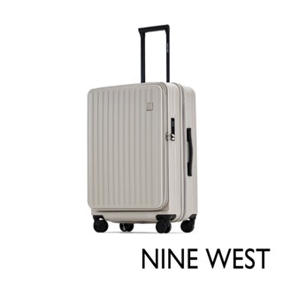 【NINE WEST】BYRON經典直條 20/24/28吋前開式擴充/防爆旅行箱/行李箱/登機箱-米色-NW31268