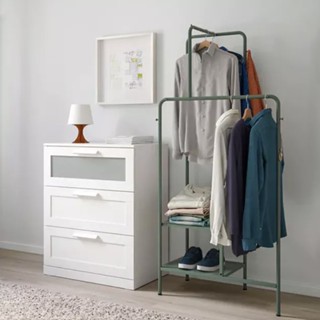 絕版款/北歐工業LOFT風格經典IKEA宜家NIKKEBY吊衣桿收納架層架鞋架衣帽架鞋櫃/綠色/二手八成新/特$2580