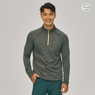 adisi 男半門襟透氣快乾保暖中層衣(胸前口袋) al2221063 (m-3xl) 泥炭灰｜磨毛 排汗速乾 保暖