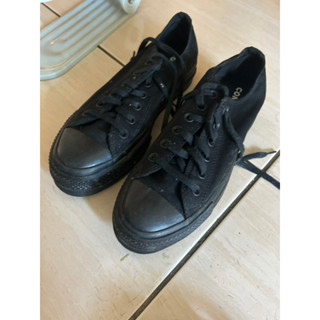 二手全黑厚底CONVERSE 低筒 帆布鞋 us8
