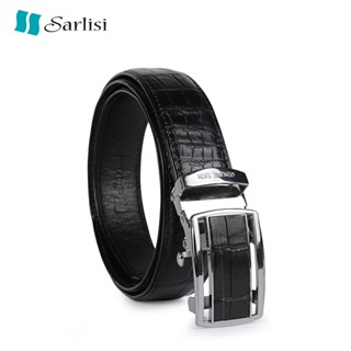 【臺灣現貨】【Sarlisi】泰國鱷魚皮帶真皮男腰帶腹皮大格紋鱷魚肚皮皮帶商務高檔腰帶