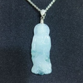 玉貴人…天然冰糯種 阿彌陀佛 佛祖 佛陀飄綠翡翠玉墜，送證書，特價